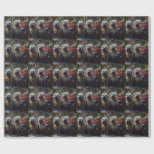 Papier Cadeau Décor de Noël Cairn Terrier enneigé (Plat)