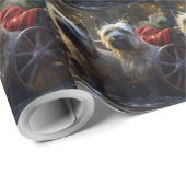 Papier Cadeau Décor de Noël Cairn Terrier enneigé (Coin rond)