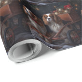Papier Cadeau Décor de Noël Cavalier King Snowy Sleigh (Coin rond)
