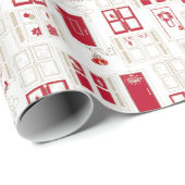 Papier Cadeau Décor de Noël contemporain (Coin rond)