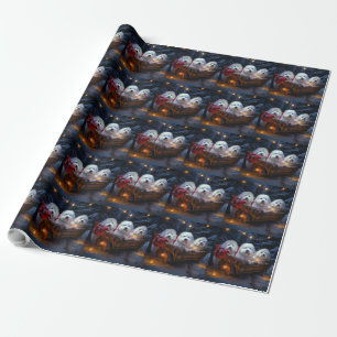 Papier Cadeau Décor de Noël Coton De Tulear Snowy Sleigh