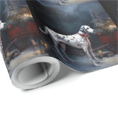 Papier Cadeau Décor de Noël Dalmatien Snowy (Coin rond)