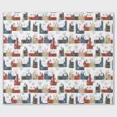 Papier Cadeau Décor de Noël de bâtiments de ville en hiver (Plat)