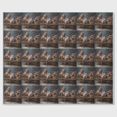 Papier Cadeau Décor de Noël de Bulldog Snowy Sleigh (Plat)