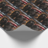 Papier Cadeau Décor de Noël de Terre-Neuve Snowy Sleigh (Coin)