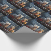 Papier Cadeau Décor de Noël de Terrier australien Snowy Sleigh (Coin)