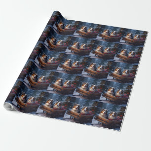 Papier Cadeau Décor de Noël de traîneau enneigé de Berger Austra