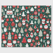 Papier Cadeau Décor de Noël décor vert Enveloppement Papier (Plat)