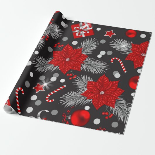 Papier Cadeau Décor de Noël Design motif (Déroulé)