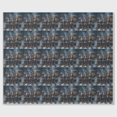 Papier Cadeau Décor de Noël Doberman Snowy Sleigh (Plat)