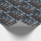 Papier Cadeau Décor de Noël Doberman Snowy Sleigh (Coin)