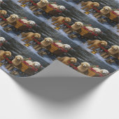 Papier Cadeau Décor de Noël Goldendoodle Snowy Sleigh (Coin)