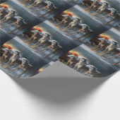 Papier Cadeau Décor de Noël Greyhound Snowy Sleigh (Coin)