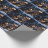 Papier Cadeau Décor de Noël Lapphund Snowy Sleigh (Coin)