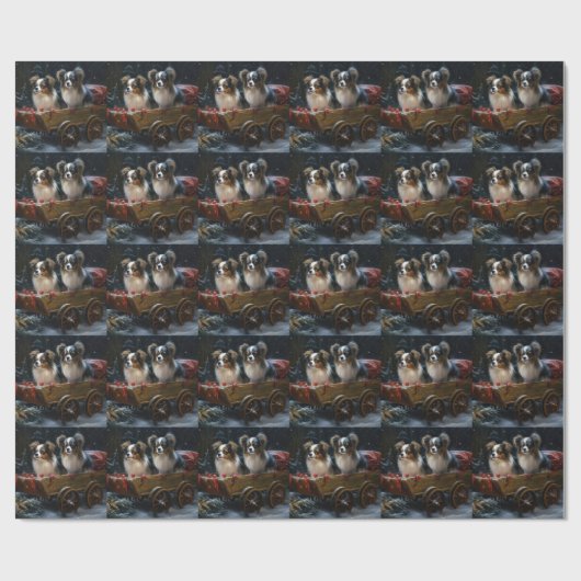 Papier Cadeau Décor de Noël Papillon Snowy Sleigh (Plat)