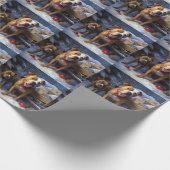 Papier Cadeau Décor de Noël Pitbull Snowy Sleigh (Coin)