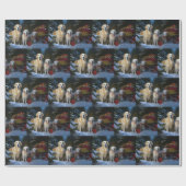 Papier Cadeau Décor de Noël pour retrieur d'or (Plat)