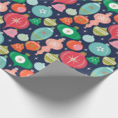 Papier Cadeau Décor de Noël Retro Vert (Coin)