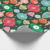 Papier Cadeau Décor de Noël Retro Vert (Coin)