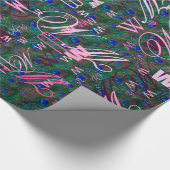 Papier Cadeau Décor de style gravure à plumes de paon de minuit (Coin)