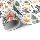 Papier Cadeau Décor décoratif de Noël (Coin rond)