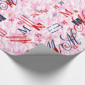 Papier Cadeau Décor Festif Fuchsia Roses Nuages (Coin)