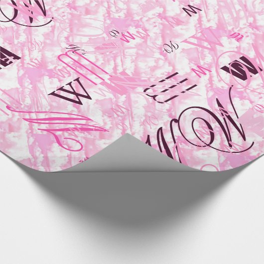 Papier Cadeau Décor Festif Fuchsia Roses Nuages (Coin)