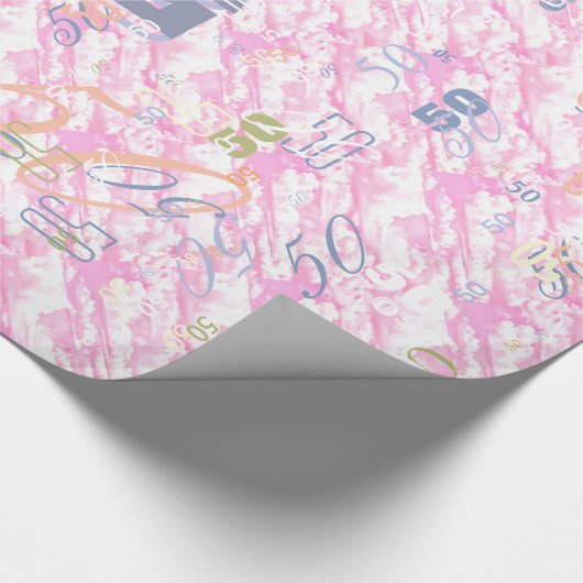 Papier Cadeau Décor Festif Fuchsia Roses Nuages (Coin)