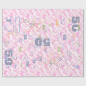 Papier Cadeau Décor Festif Fuchsia Roses Nuages (Plat)