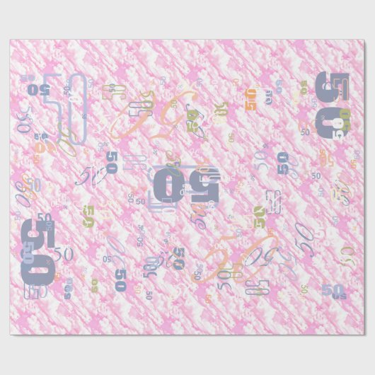 Papier Cadeau Décor Festif Fuchsia Roses Nuages (Plat)