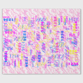 Papier Cadeau Décor Festif Fuchsia Roses Nuages (Plat)