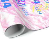 Papier Cadeau Décor Festif Fuchsia Roses Nuages (Coin rond)