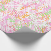 Papier Cadeau Décor Festif Fuchsia Roses Nuages (Coin)