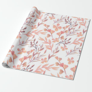 Papier Cadeau Décor floral de style rétro dessiné à la main sans