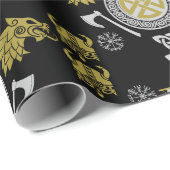 Papier Cadeau Décor maison scandinave Viking Norsemen (Coin rond)