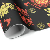 Papier Cadeau Décor maison scandinave Viking Norsemen (Coin rond)