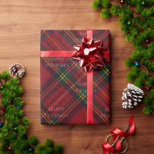 Papier Cadeau Décor personnalisé à carreaux Joyeuses Fêtes