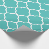 Papier Cadeau Décor Quatrefoil Motif Turquoise Design vert (Coin)