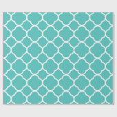 Papier Cadeau Décor Quatrefoil Motif Turquoise Design vert (Plat)