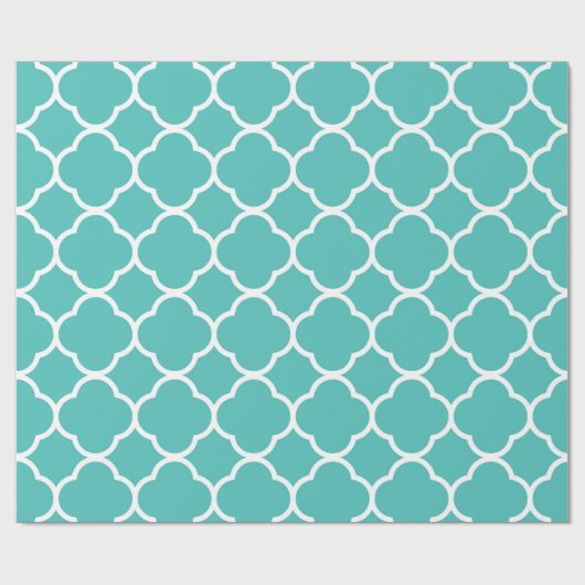 Papier Cadeau Décor Quatrefoil Motif Turquoise Design vert (Plat)