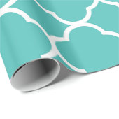 Papier Cadeau Décor Quatrefoil Motif Turquoise Design vert (Coin rond)