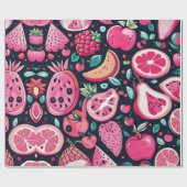 Papier Cadeau Décor rose fruits (Plat)