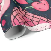 Papier Cadeau Décor rose fruits (Coin rond)