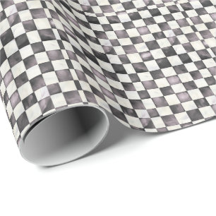 Papier Cadeau Décoratif à Carreaux Noirs