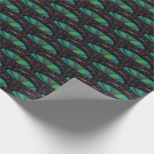 Papier Cadeau Décoration abstraite Art nouveau marron vert (Coin)