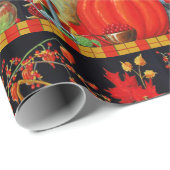 Papier Cadeau Décoration Citrouille Festive d'automne (Coin rond)