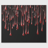 Papier Cadeau Décoration de Halloween aux gouttes sanglantes (Plat)