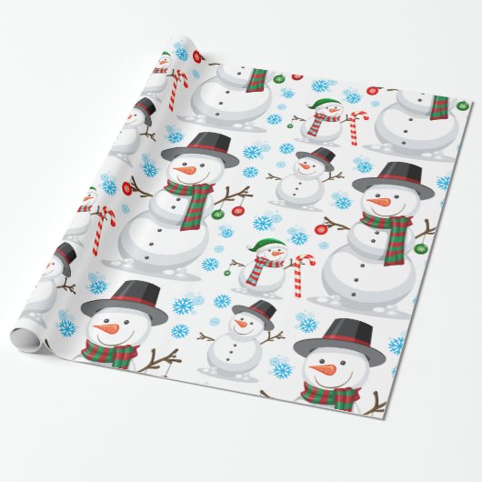 Papier Cadeau Décoration de Noël bonhomme de neige (Déroulé)