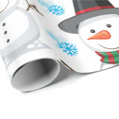Papier Cadeau Décoration de Noël bonhomme de neige (Coin rond)