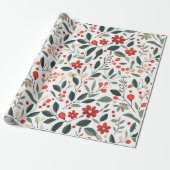 Papier Cadeau Décoration de Noël et Plante (Déroulé)